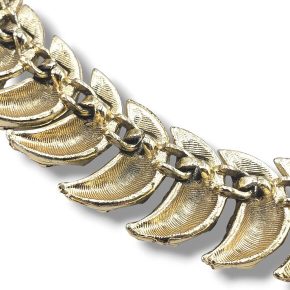 Coro Gold Tone Chunky Link Choker Necklace Statement MCM Retro Glam Adjustable - Picture 10 of 14